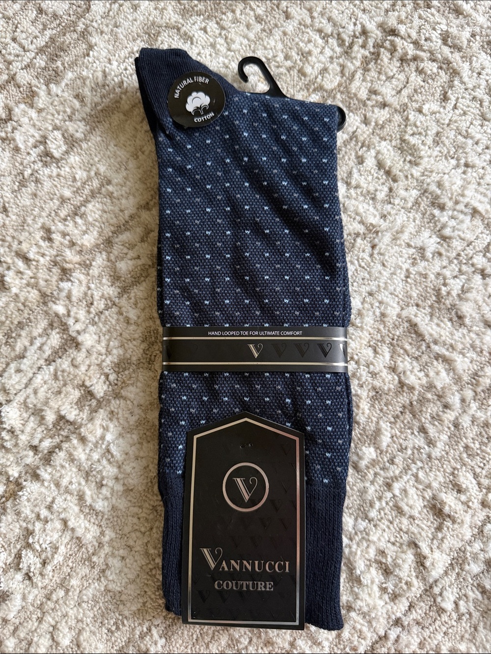 Men's Navy Patterned Dress Socks
